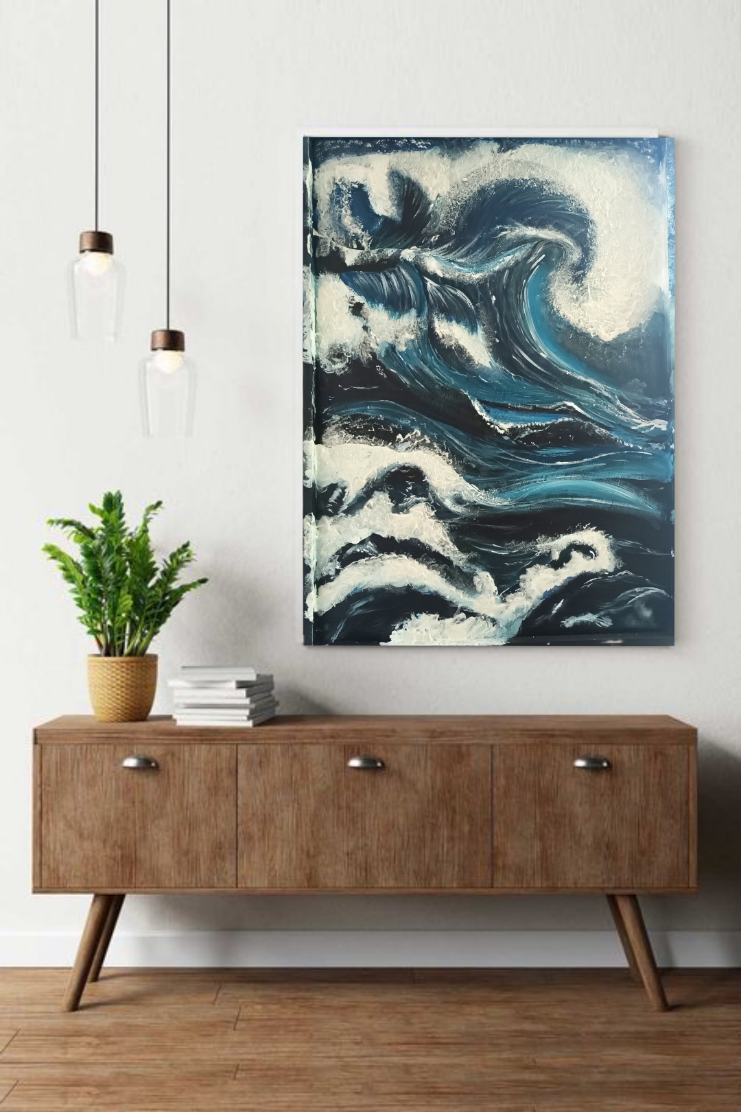 تابلو دکوراتیو نقاشی کار دست مدل موج