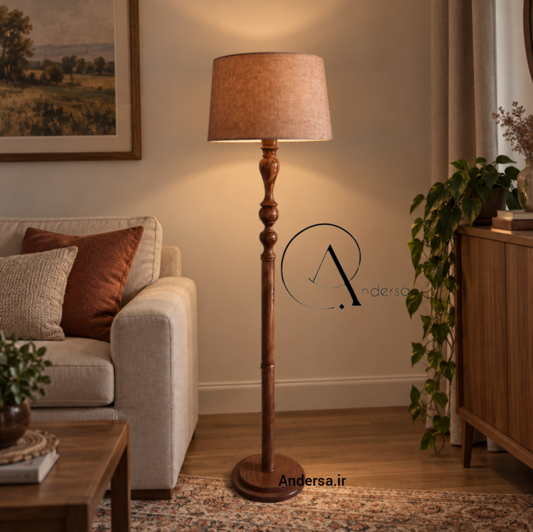 آباژور چوبی ایستاده کنارسالنی مدل راشین